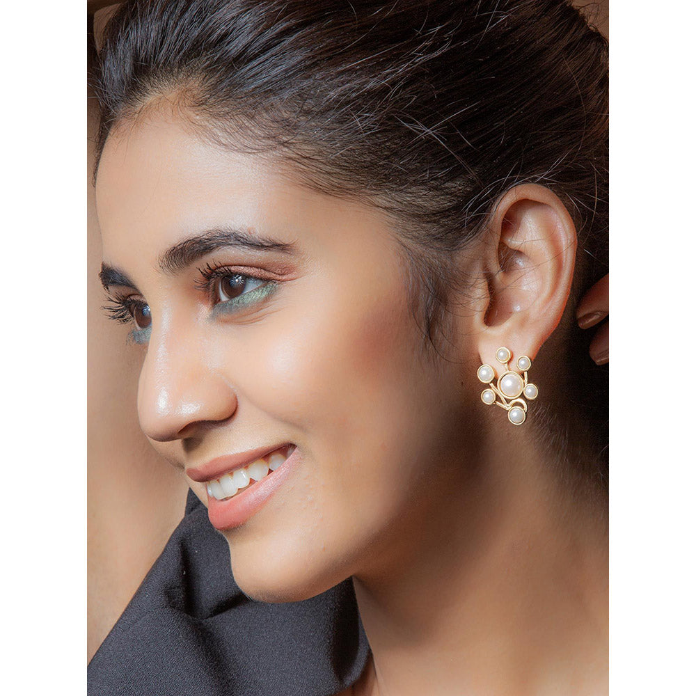 Suhani Pittie Gold Toned Pearl Cluster Earrings