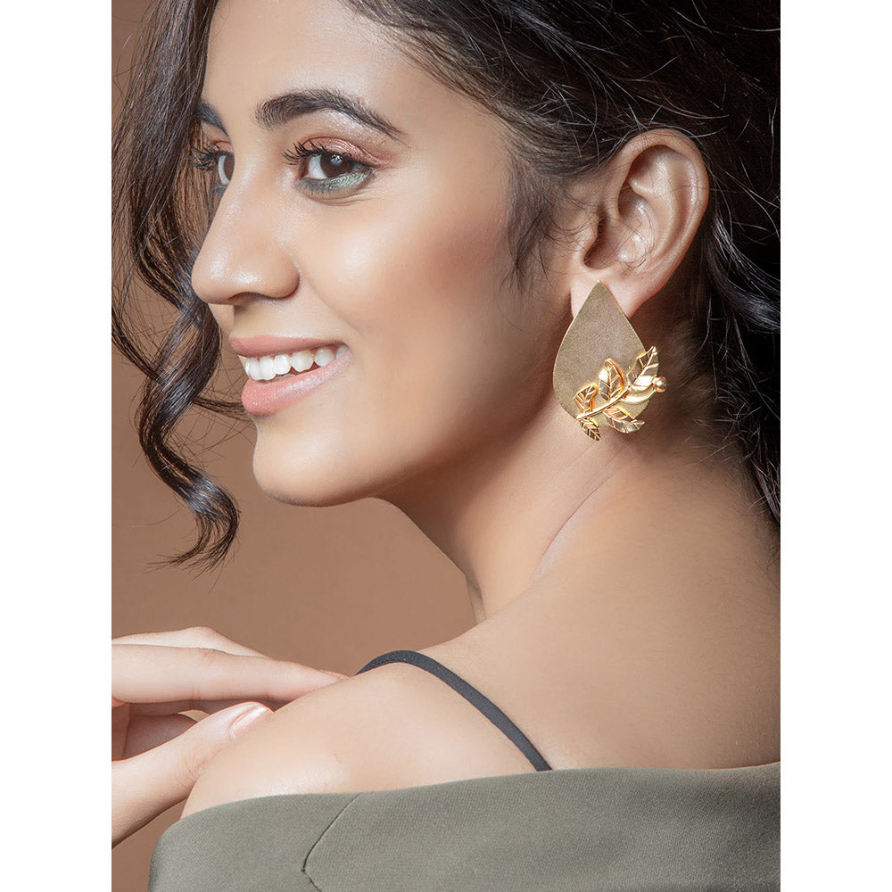 Suhani Pittie Gold Toned Foliage And Petal Stud Earrings