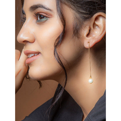 Suhani Pittie Gold Toned Long Pearl Drop Earrings