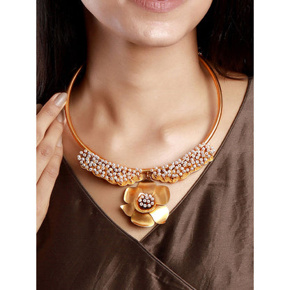 Suhani Pittie Gold Pearl & Buttercup Collar Necklace