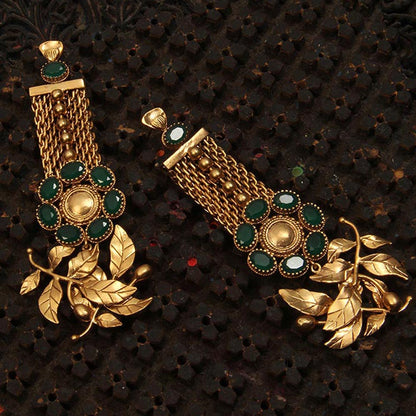 Suhani Pittie Gold Rose Vine Mesh Earrings With Crystals