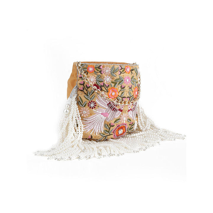 Odette Gold Printed Pouch