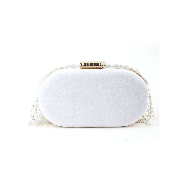 Odette White Printed Clutches