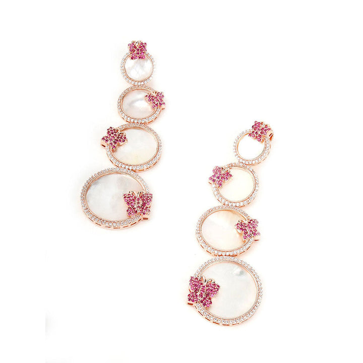 Odette Multi-Color Mixed Metal Printed Party Stones Drops & Danglers Earrings