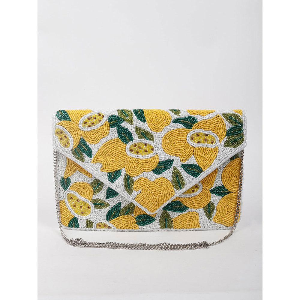 Odette Yellow Printed Sling and Cross bags Bags