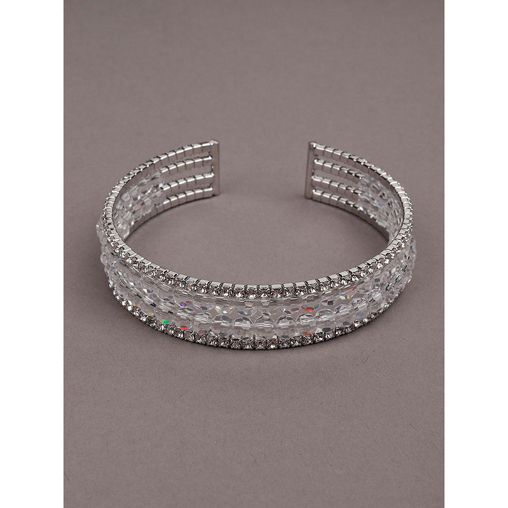 Odette Elegant Four-Layered Crystal Bracelet -Silvertone