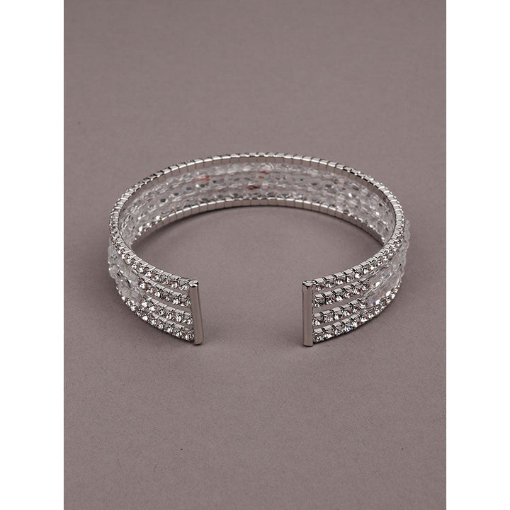 Odette Elegant Four-Layered Crystal Bracelet -Silvertone