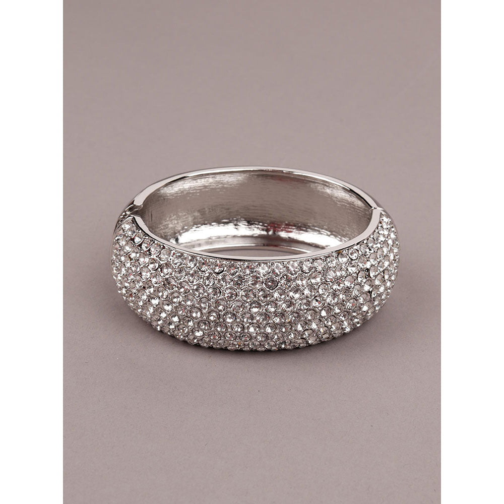 Odette Curved Studded Bracelet-Silver