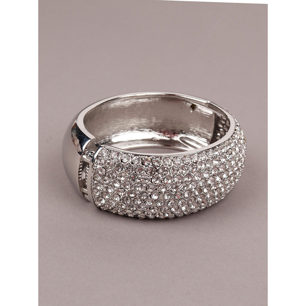 Odette Curved Studded Bracelet-Silver