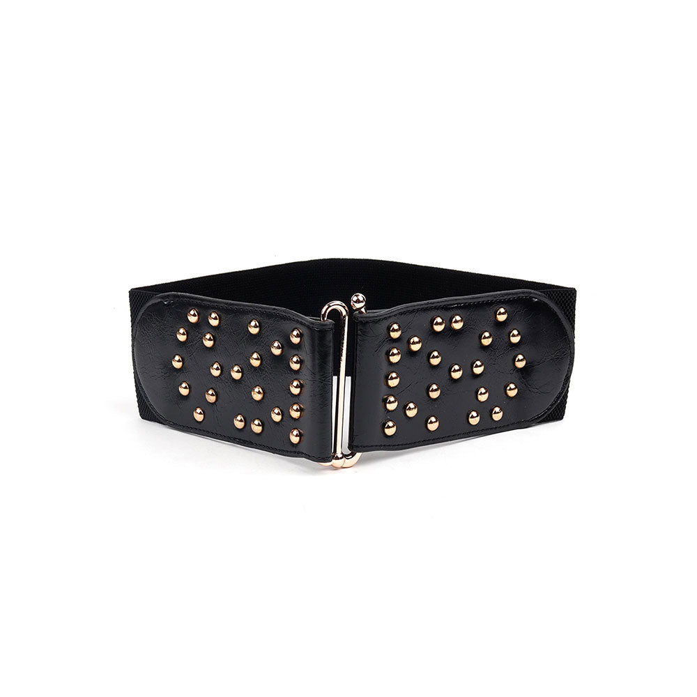 Odette Gold And Gold Elastic Broad Waist Belt