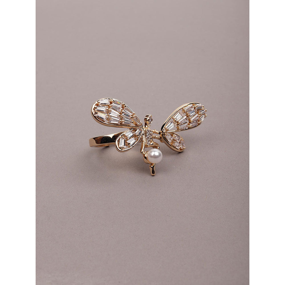 Odette Butterfly Shaped Gold Tone Finger Ring