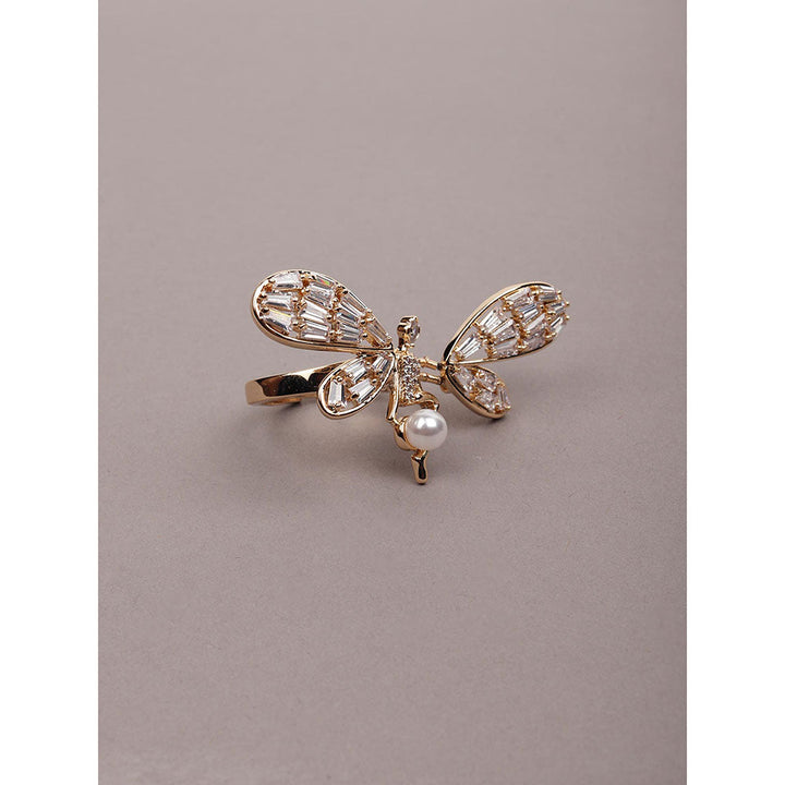 Odette Butterfly Shaped Gold Tone Finger Ring