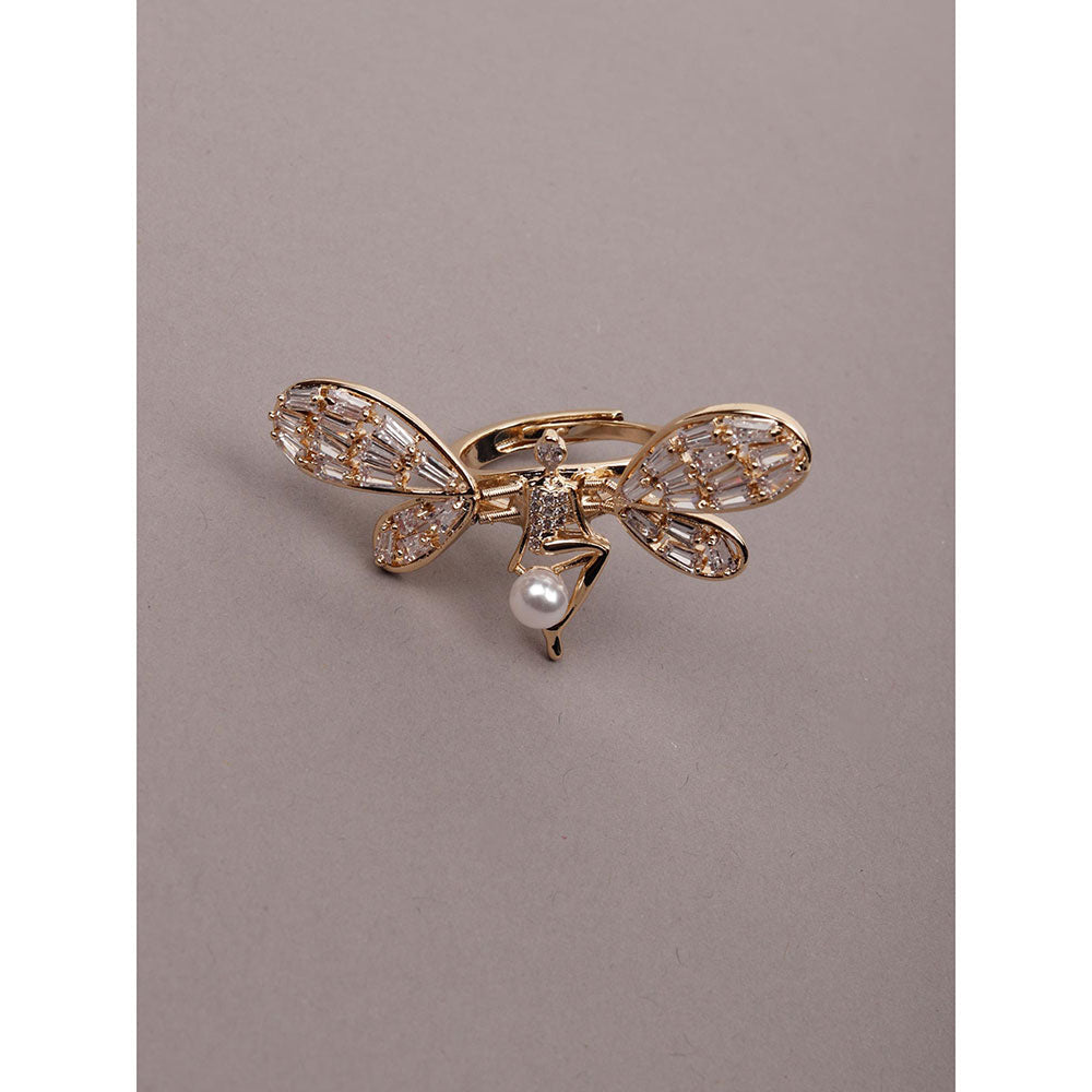 Odette Butterfly Shaped Gold Tone Finger Ring