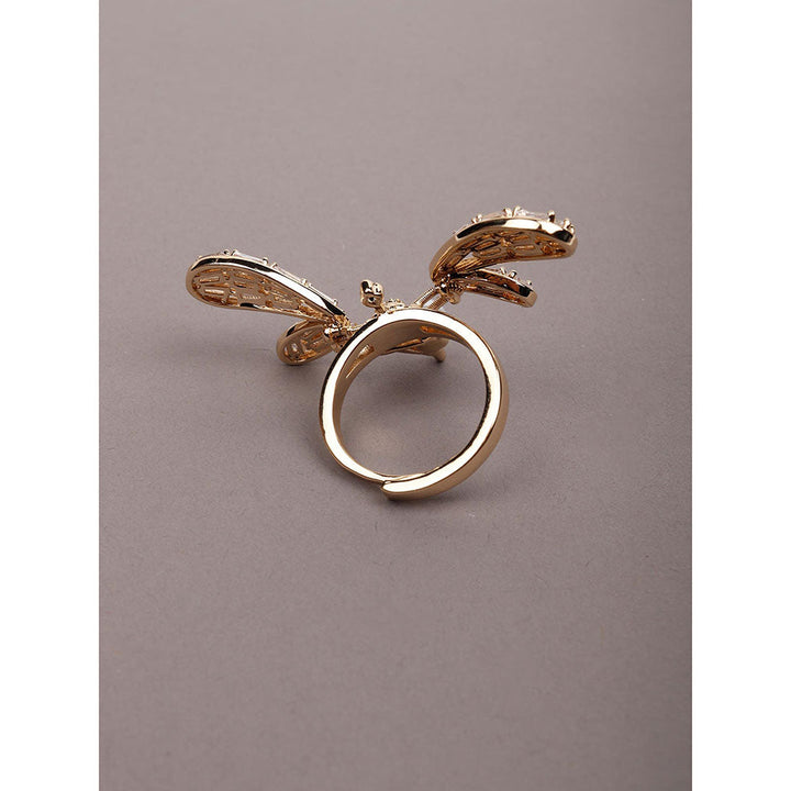 Odette Butterfly Shaped Gold Tone Finger Ring