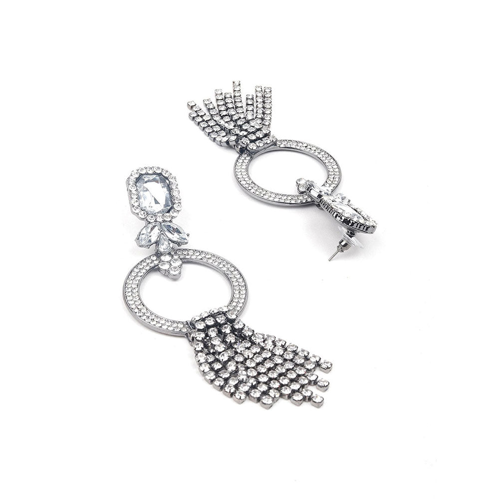 Odette Silver-Tone Hoop With Tassels Earrings