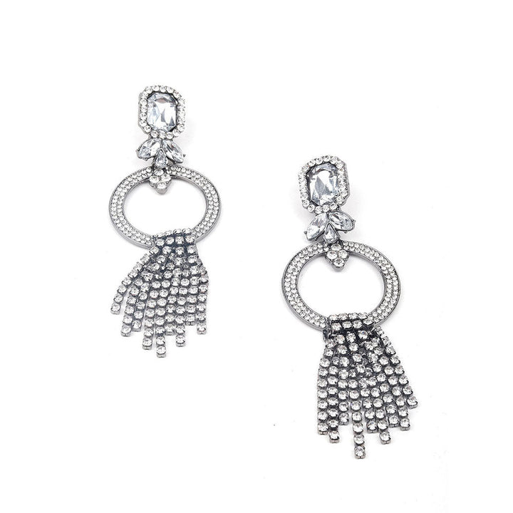 Odette Silver-Tone Hoop With Tassels Earrings