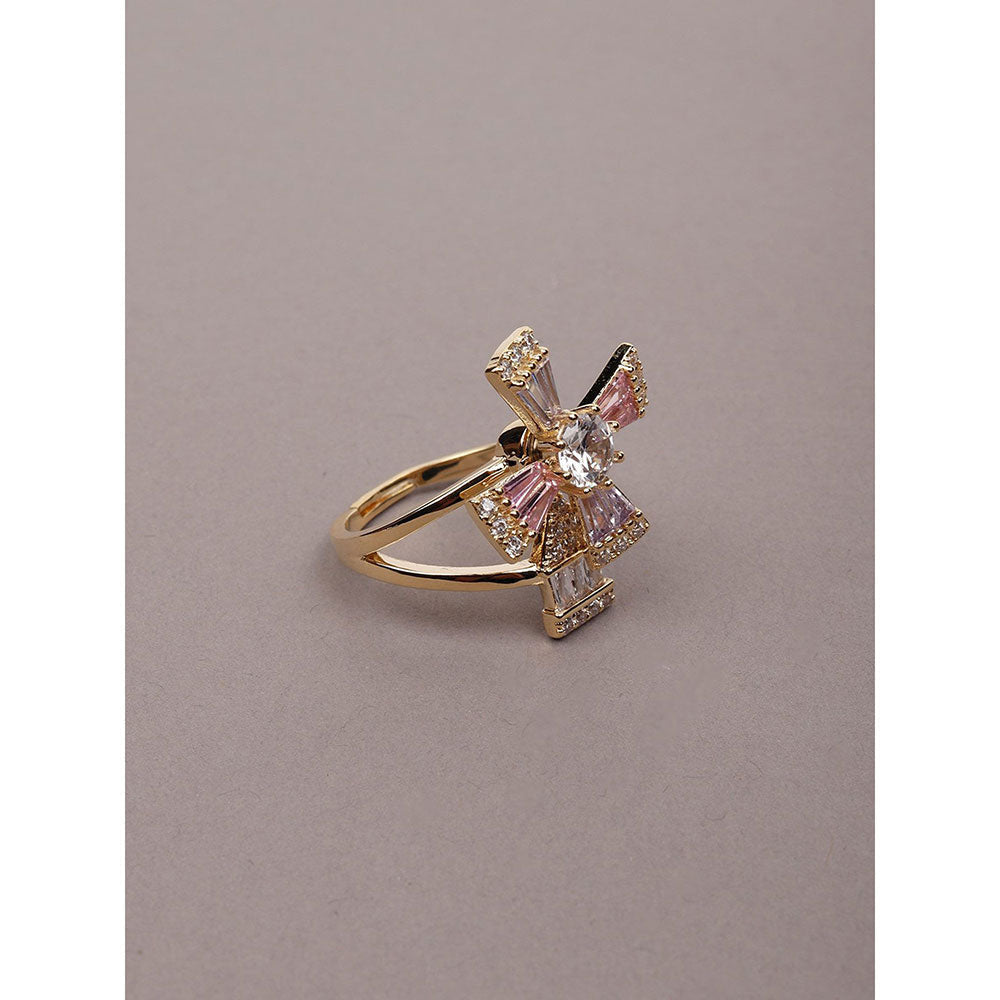 Odette Gold-Tone Crystal Finger Ring