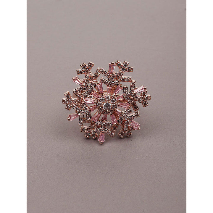 Odette Exquisite Pink Crystal Floral Finger Ring