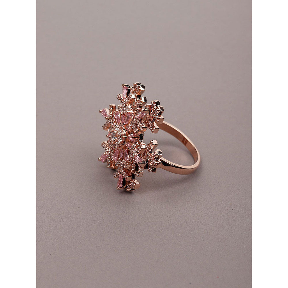 Odette Exquisite Pink Crystal Floral Finger Ring