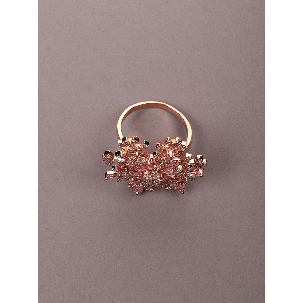 Odette Exquisite Pink Crystal Floral Finger Ring