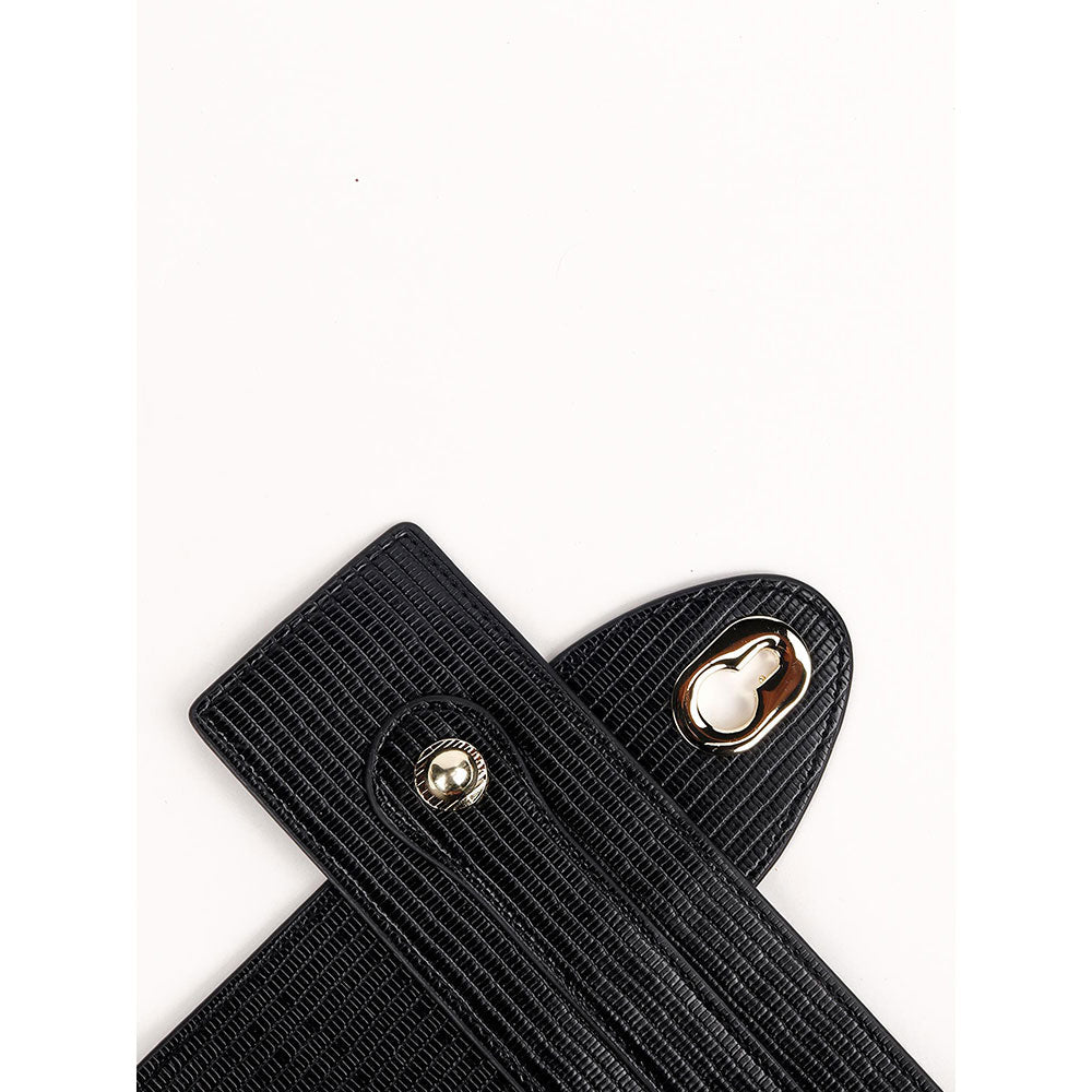 Odette Black Textured Elastic Waist Belt