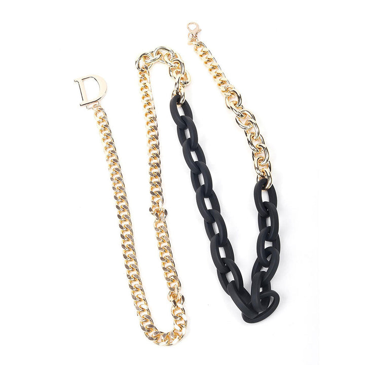 Odette Interlinked Matte Black and Gold Chain Belt