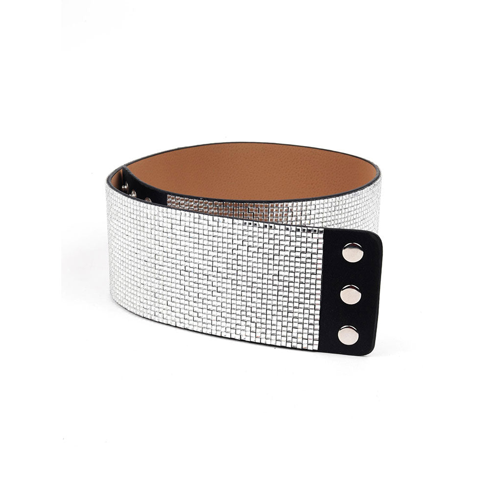 Odette Silver Metallic Wide Belt