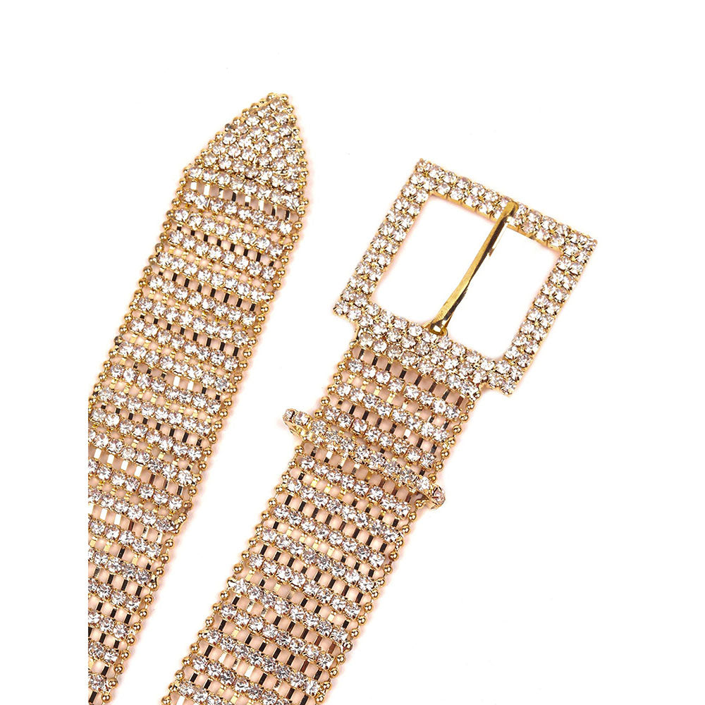 Odette Exquisite Stunning Fully Sparkling Crystal-Embellished Gold-Tone Belt