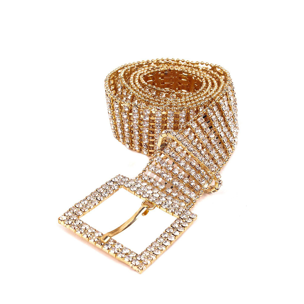 Odette Exquisite Stunning Fully Sparkling Crystal-Embellished Gold-Tone Belt