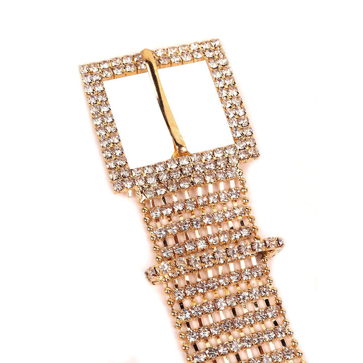 Odette Exquisite Stunning Fully Sparkling Crystal-Embellished Gold-Tone Belt