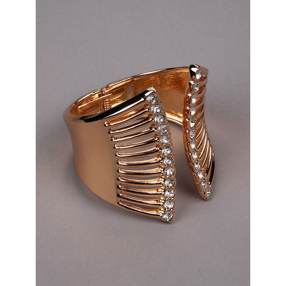 Odette Gold Textured Cz Crystal-Embellished Cuff Bracelet