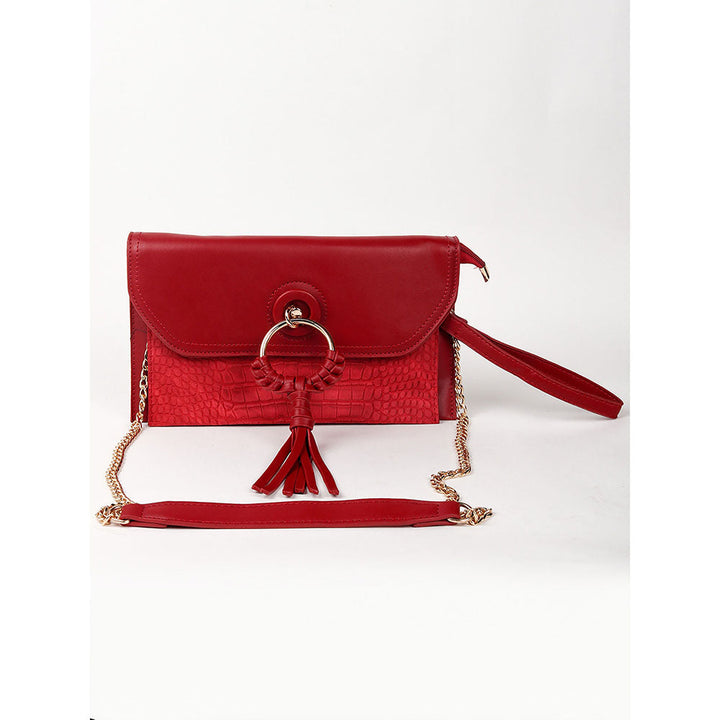 Odette Red Croc Printed Sling Bag