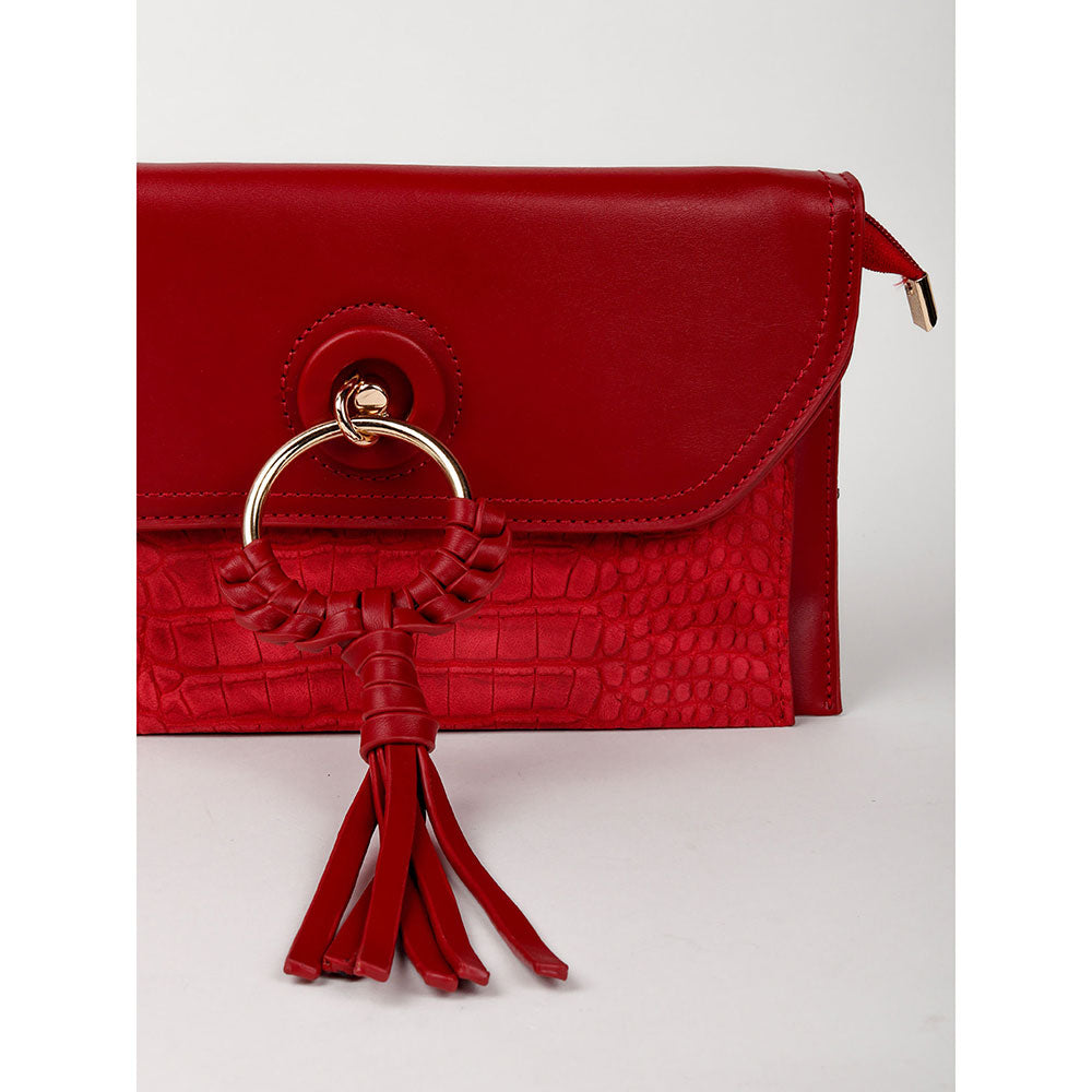 Odette Red Croc Printed Sling Bag