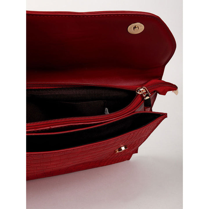 Odette Red Croc Printed Sling Bag