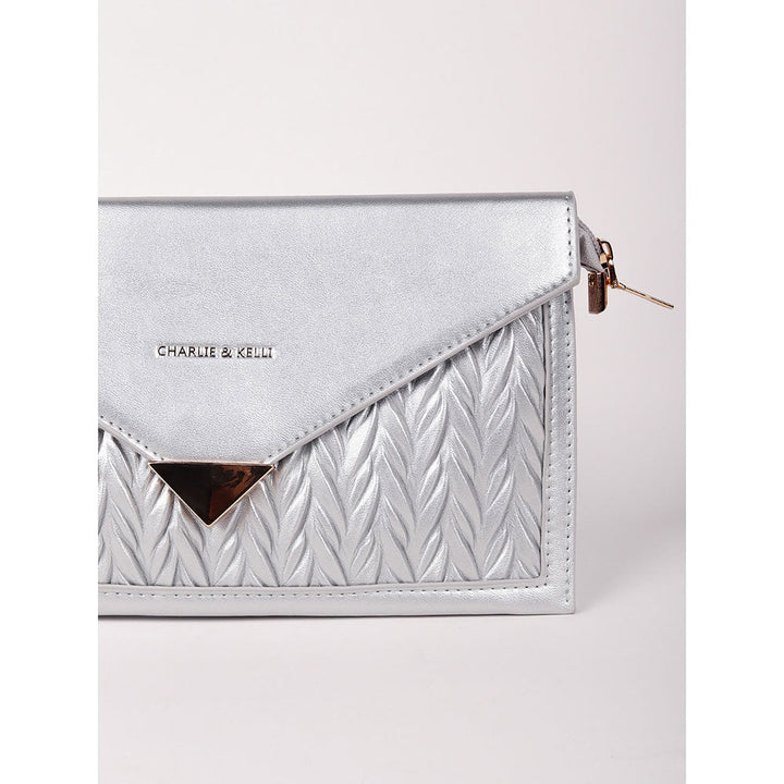 Odette Shiny Silver Envelope Sling Bag