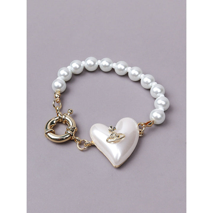 Odette Cute Pearl Embellished with A Heart Bracelet