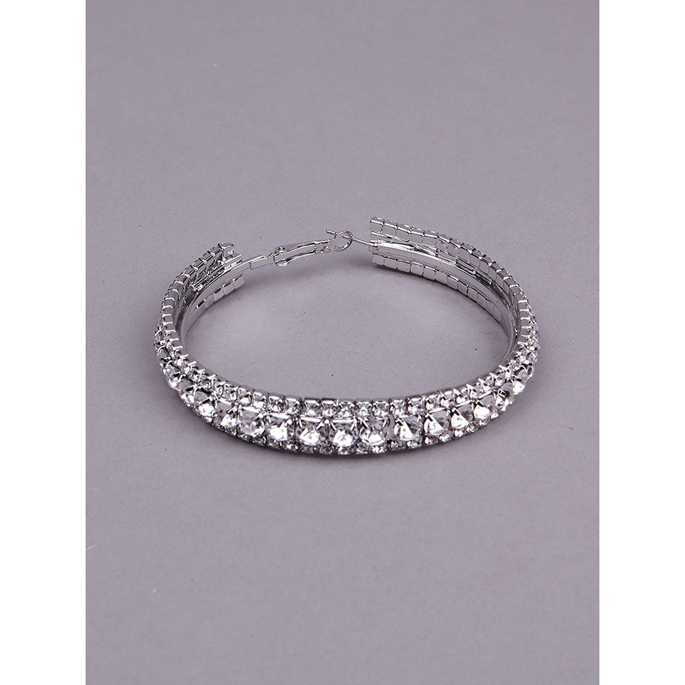 Odette Silver Tone Studded Hoop Earrings