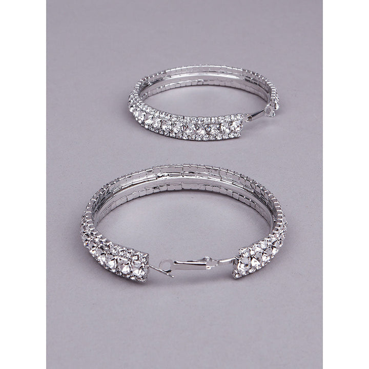 Odette Silver Tone Studded Hoop Earrings