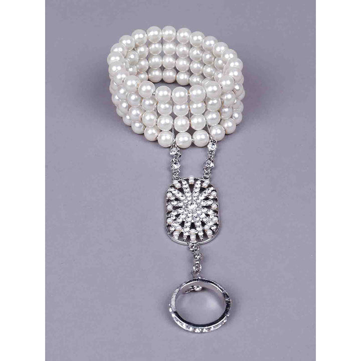 Odette Stunning Artificial Pearl Bracelet with A Ring