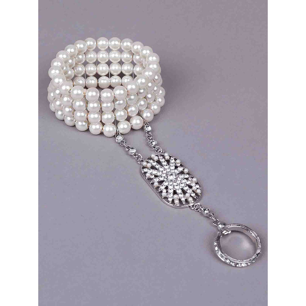 Odette Stunning Artificial Pearl Bracelet with A Ring