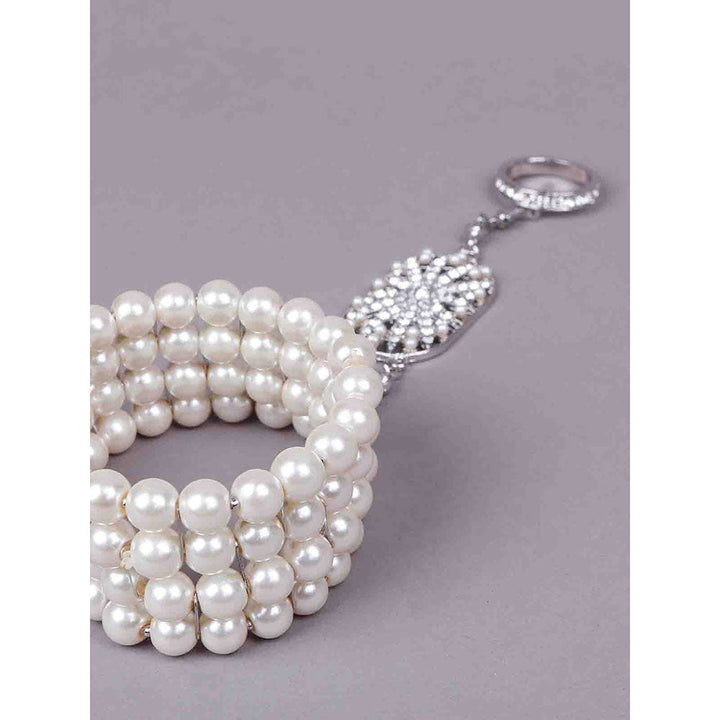 Odette Stunning Artificial Pearl Bracelet with A Ring