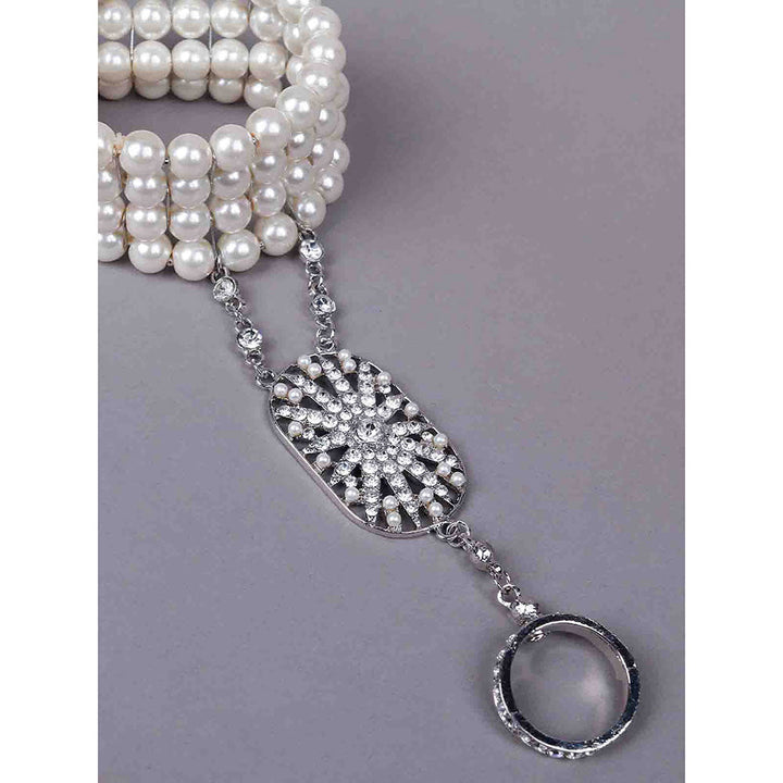 Odette Stunning Artificial Pearl Bracelet with A Ring