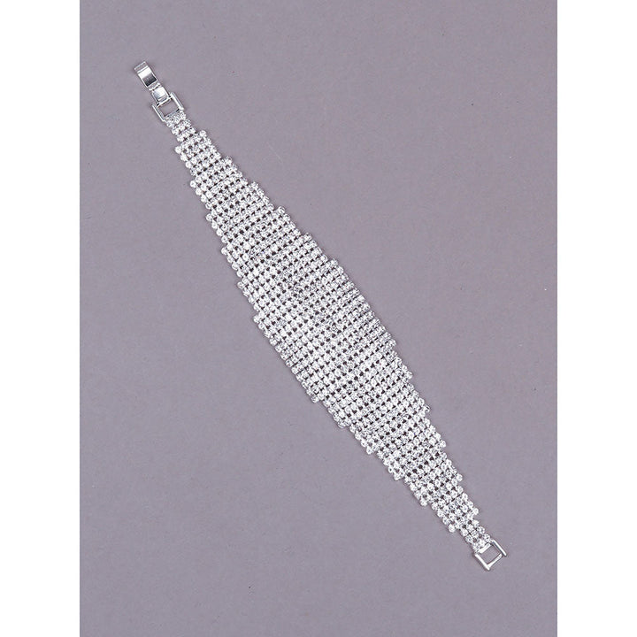 Odette Exquisite Artificial Diamond-Studded Bracelet-Silver