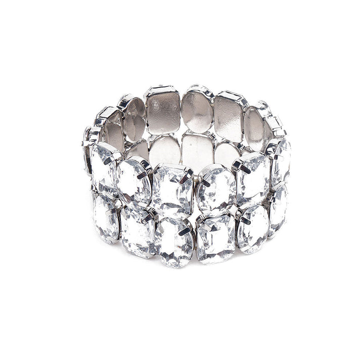 Odette Double Layered Artificial Crystal Bracelet-Silver