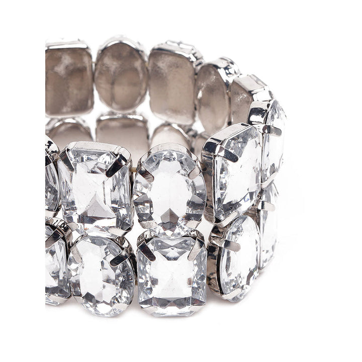 Odette Double Layered Artificial Crystal Bracelet-Silver