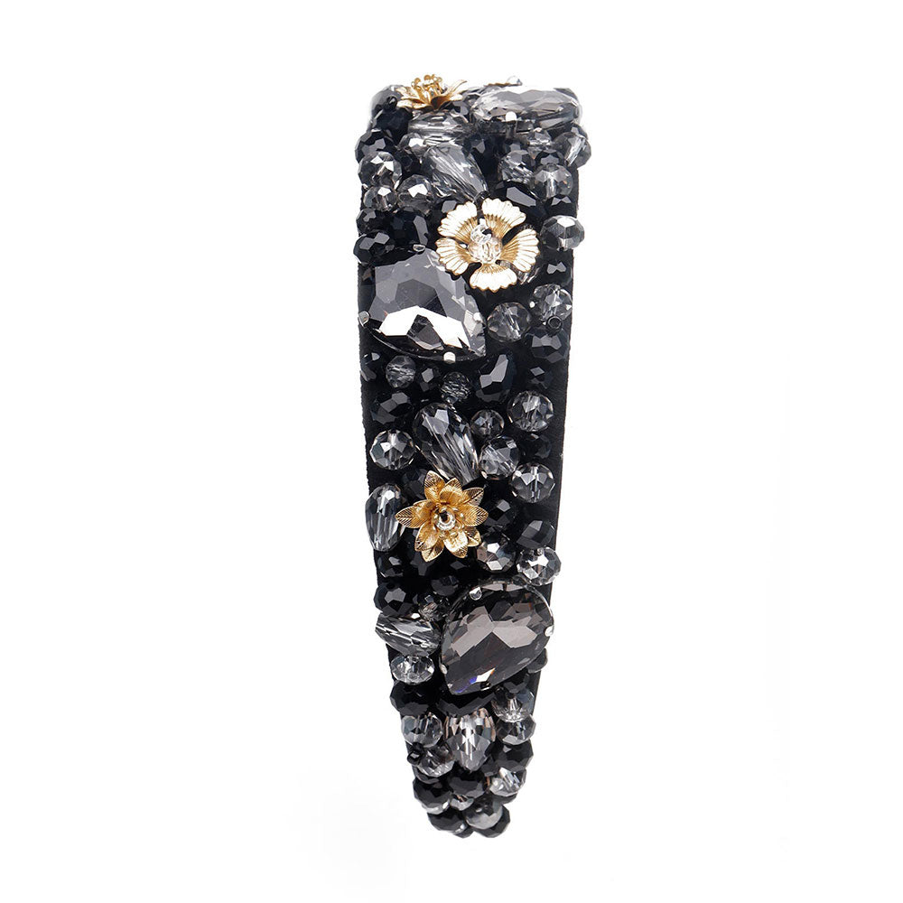 Odette Gorgeous Black Fully Crystal-Embellished Hairband