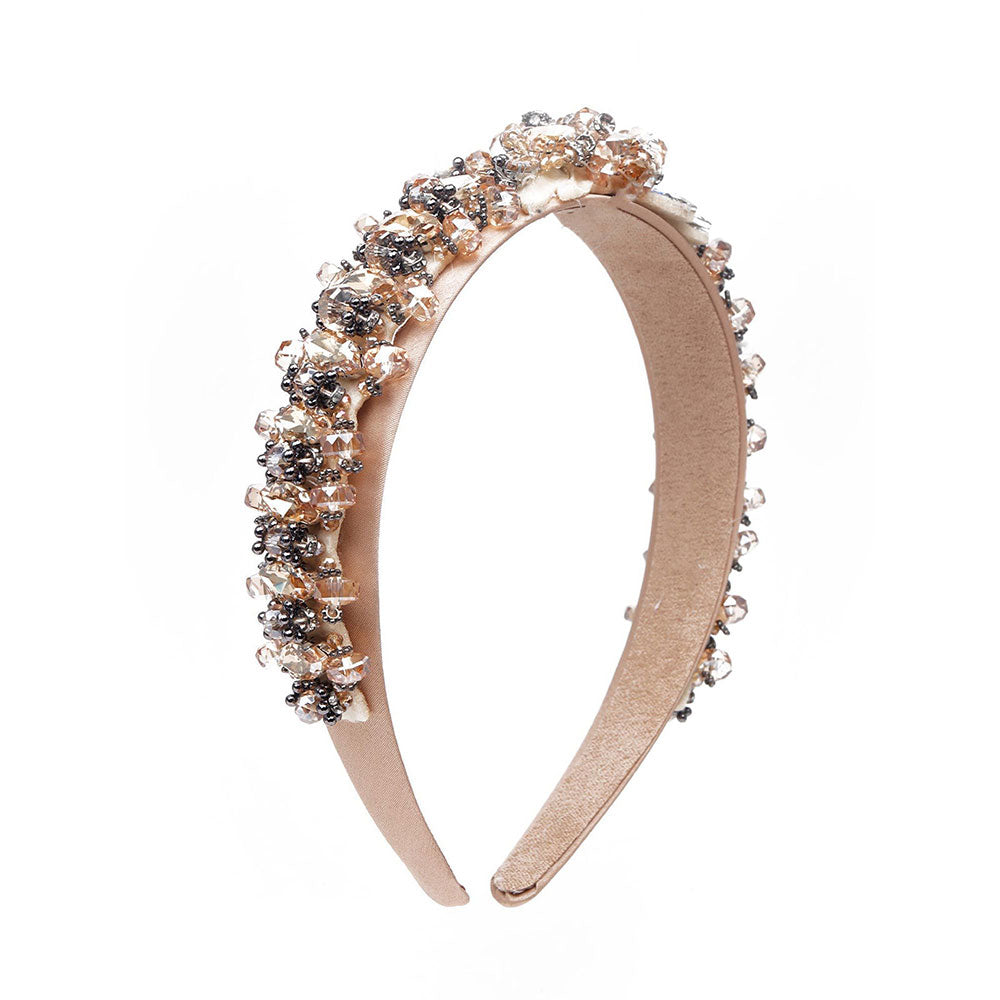 Odette Beige Crystal-Embellished Tiara-Style Hairband