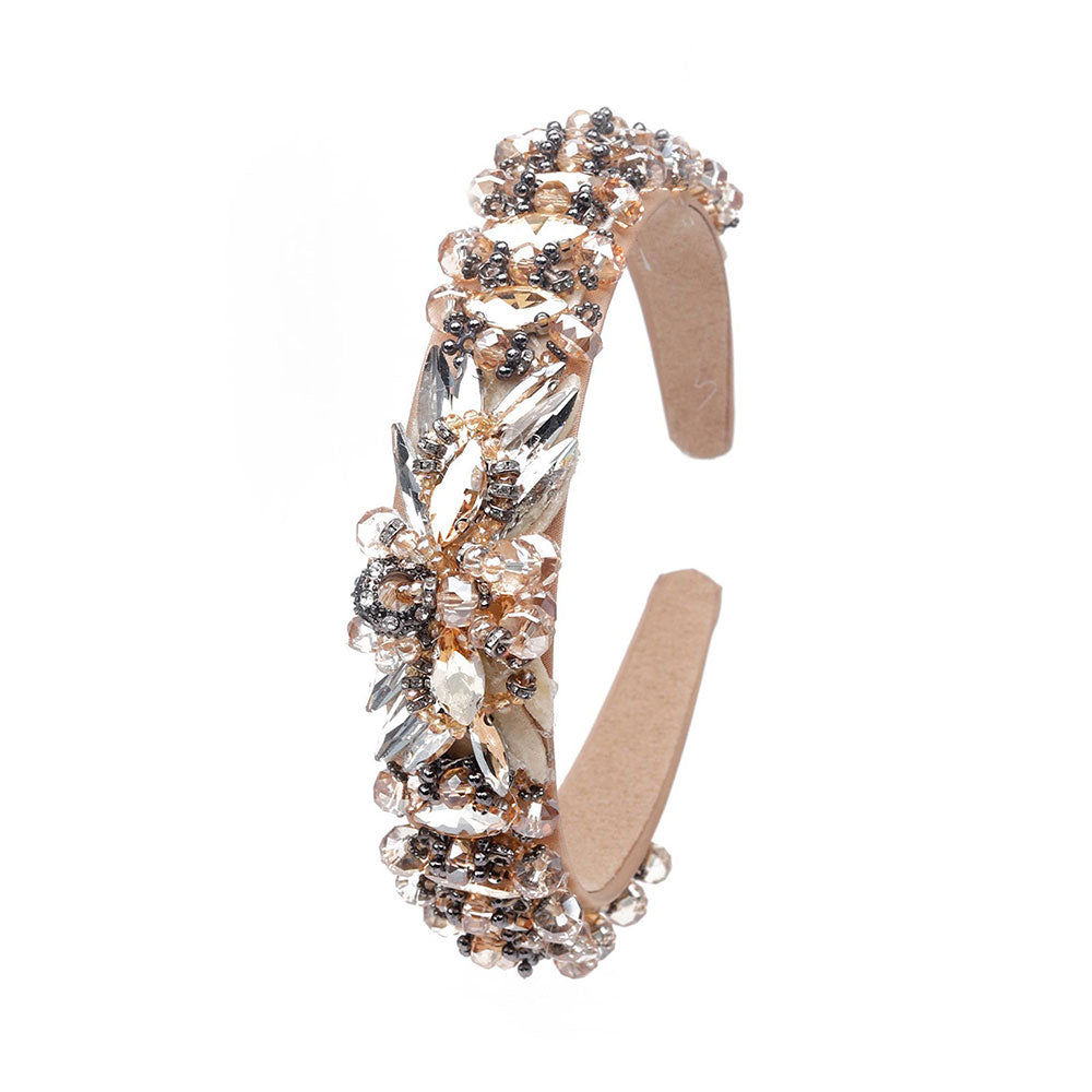 Odette Beige Crystal-Embellished Tiara-Style Hairband