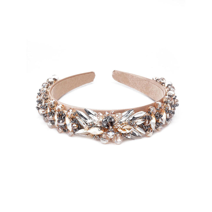 Odette Beige Crystal-Embellished Tiara-Style Hairband