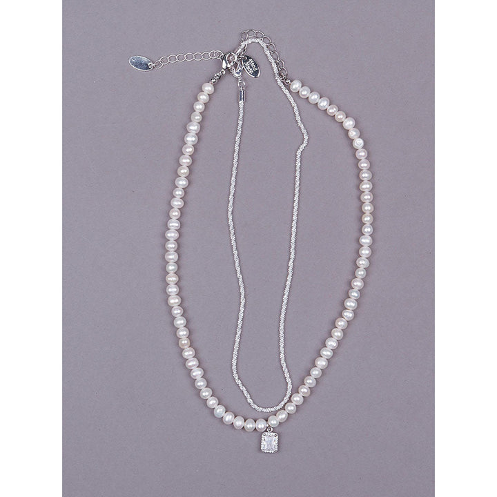 Odette Designer Pearl Necklace Embellished with a Crystal Pendant